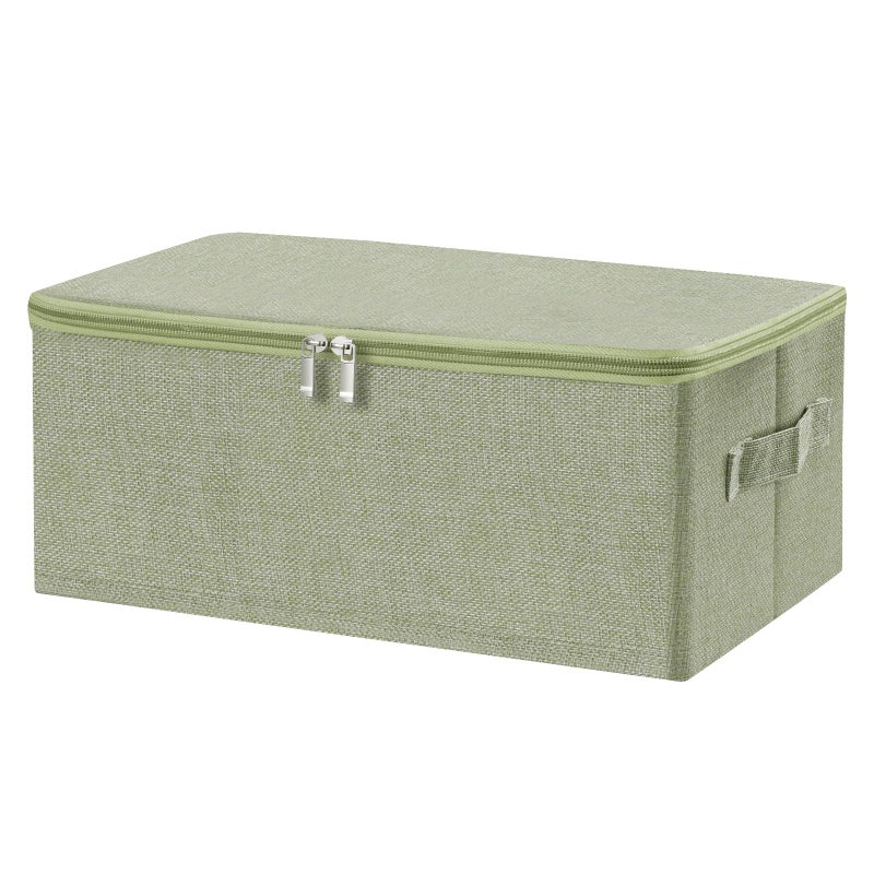 ANMINY Storage Bins with Zipper Lids 13 Qt Lidded Fabric Storage Boxes Baskets Cubes with Handles Collapsible Washable Cotton Linen Closet Shelf Clothes Organizer Containers - Green, Small - Image 1